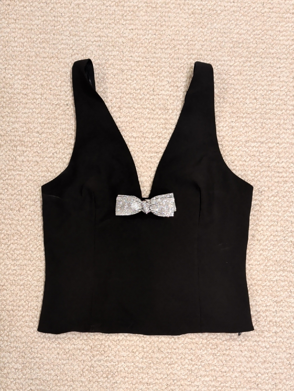 Zara Black Jewel Bow Halter Top